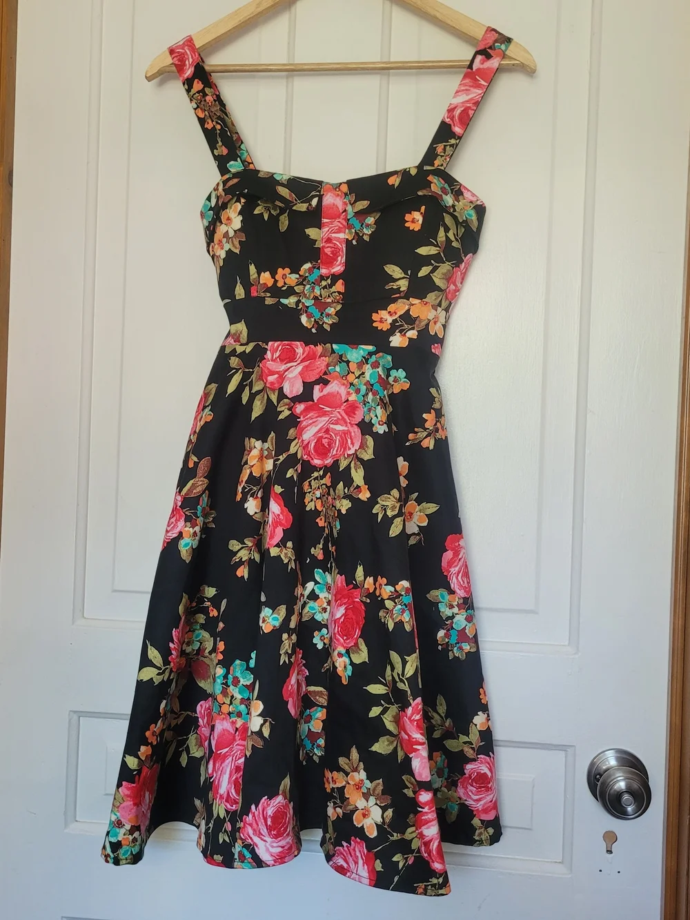Eva Rose Made in USA Swing Dress, chic retro silhouette, stretch cotton, Size S - Picture 3 of 7